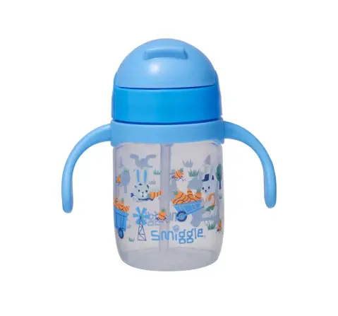 Smiggle Out & About Collection Sippy Bottle For Kids Age 3Y+, Blue, 14Cm