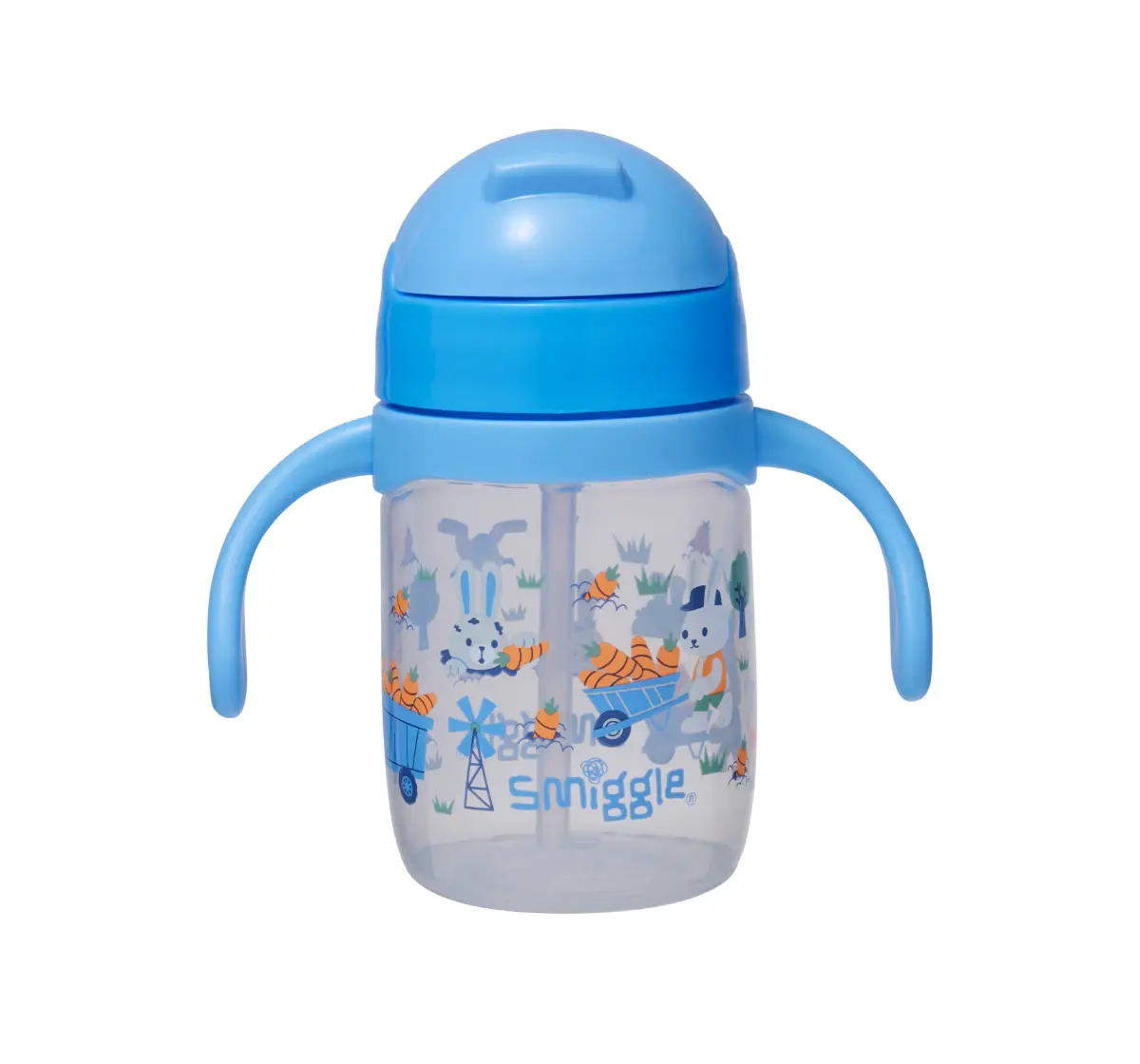 Smiggle Out & About Collection Sippy Bottle For Kids Age 3Y+, Blue, 14Cm