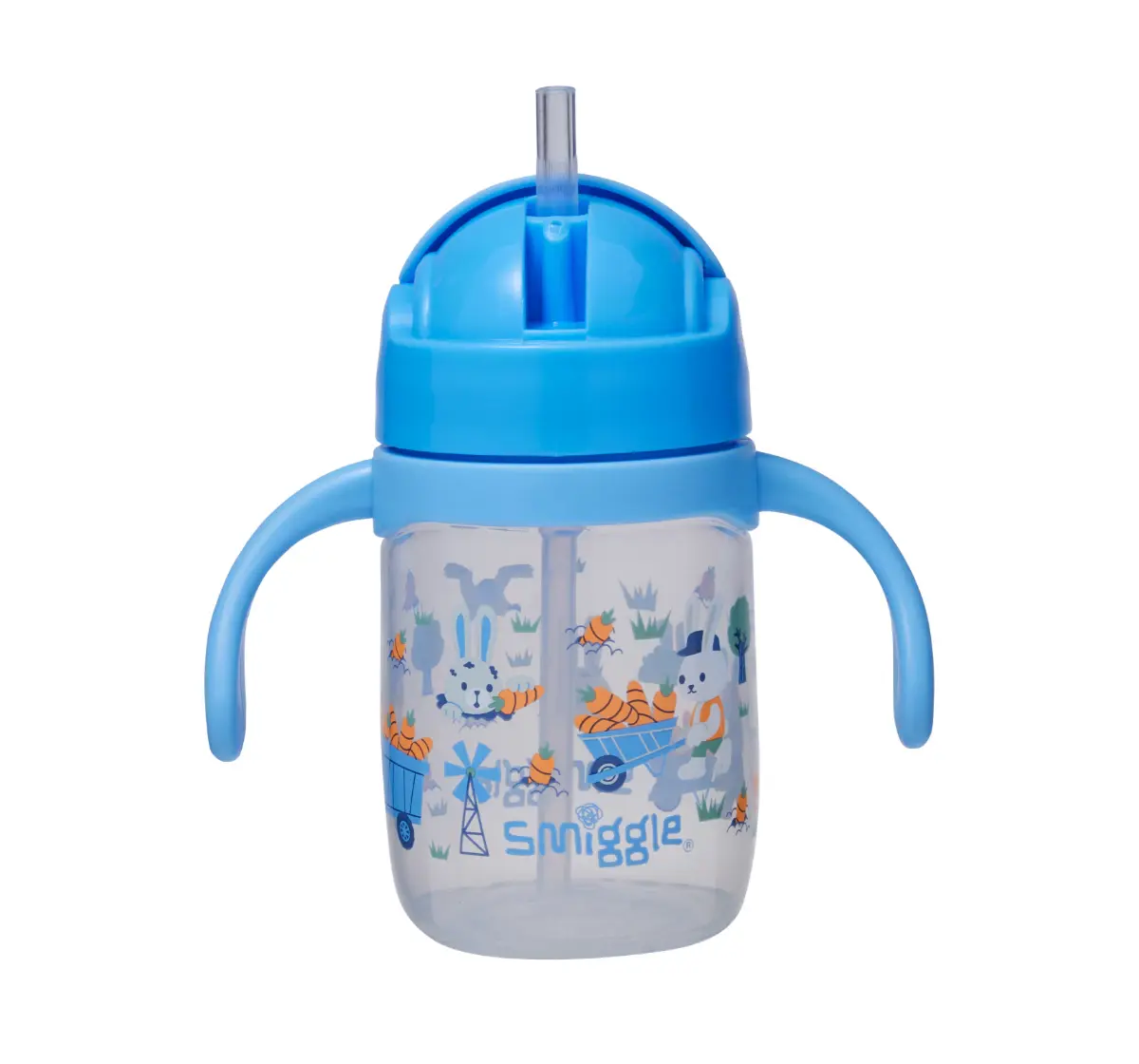 Smiggle Out & About Collection Sippy Bottle For Kids Age 3Y+, Blue, 14Cm