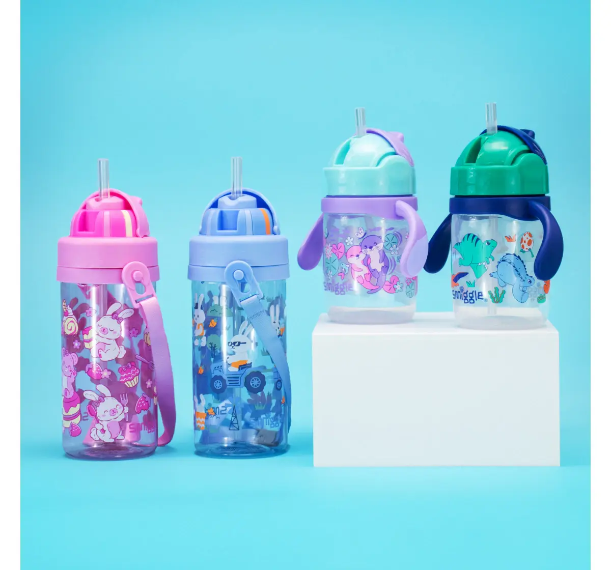 Smiggle Out & About Collection Sippy Bottle For Kids Age 3Y+, Lilac, 14Cm