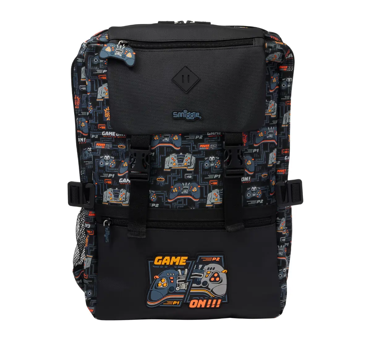 Smiggle Super Charge Attach Foldover 18 inches Backpack Black, 3Y+