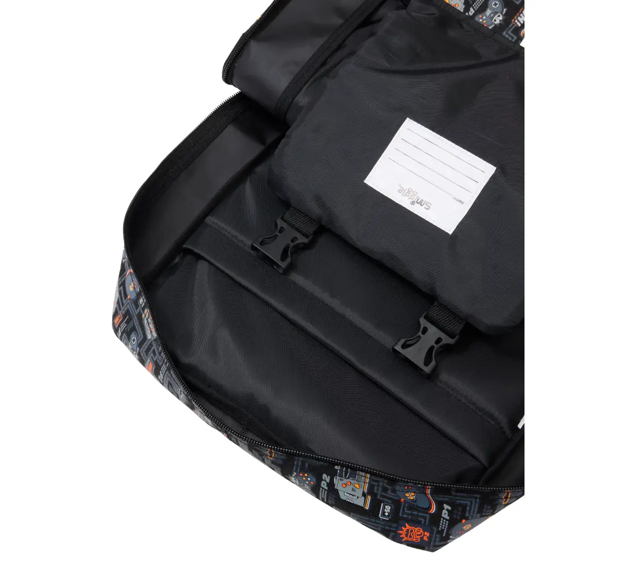 Smiggle Super Charge Attach Foldover 18 inches Backpack Black, 3Y+