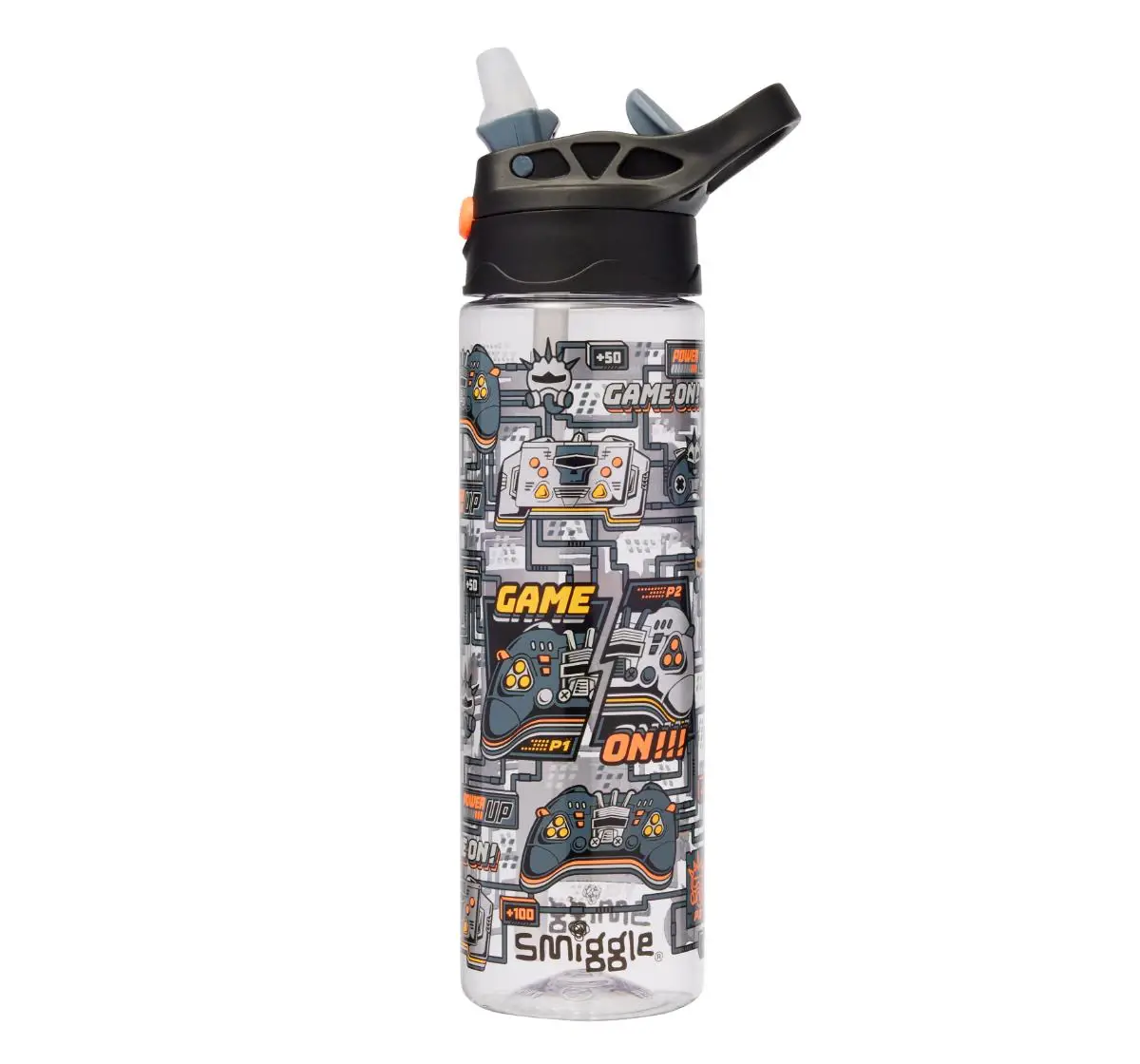 Smiggle Super Charge Collection Water Bottle Flip 700 ml, Black
