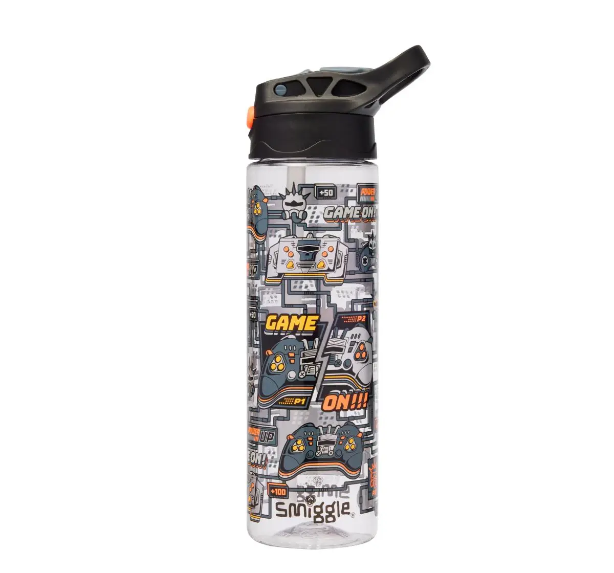 Smiggle Super Charge Collection Water Bottle Flip 700 ml, Black