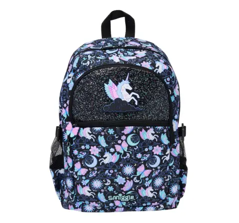 Smiggle Super Charge Classic Attachable Colourful Printed 16 inches Bag For Kids 3Y+ Black Mix