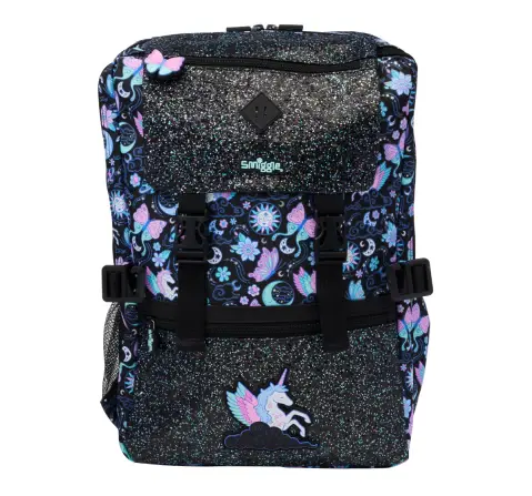 Smiggle Super Charge Attach Foldover 18 inches Backpack Black Mix, 3Y+