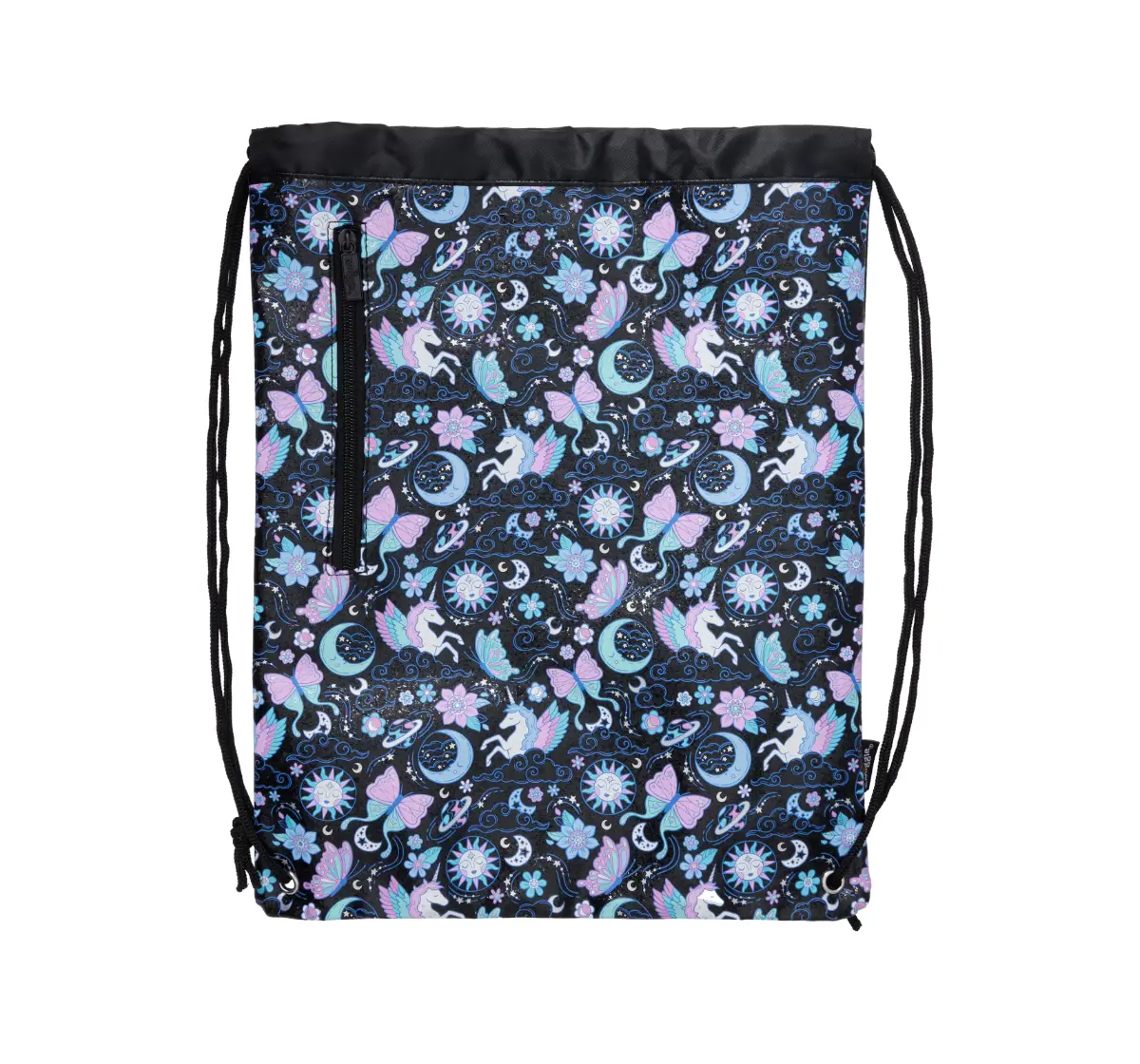 Smiggles Supercharge Collection Drawstring Bag for Kids 3Y+, Black Mix