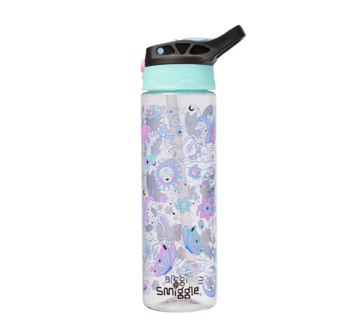 Smiggles Super Charge Collection Water Bottle Flip 700 ml, Black Mix