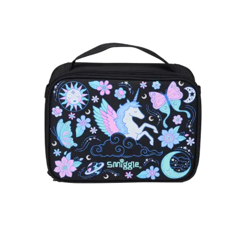 Smiggle Super Charge Collection Lunch Bag, 3Y+, Black Mix