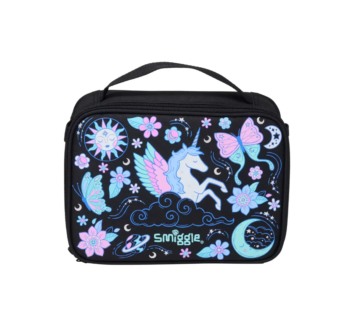 Smiggle Super Charge Collection Lunch Bag, 3Y+, Black Mix