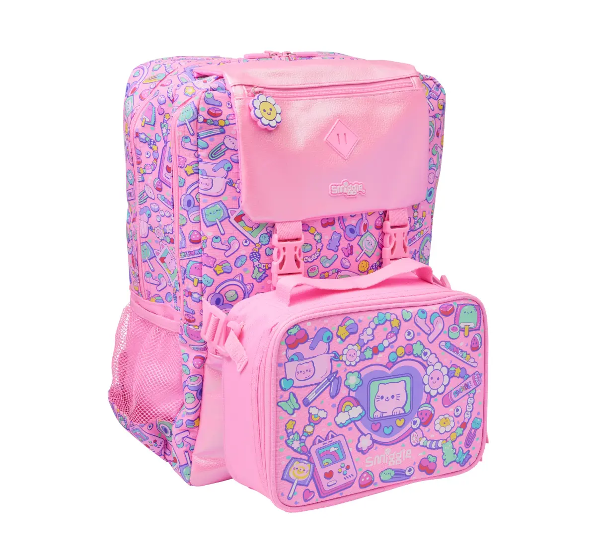 Smiggle Super Charge Attach Foldover 18 inches Backpack Pink, 3Y+