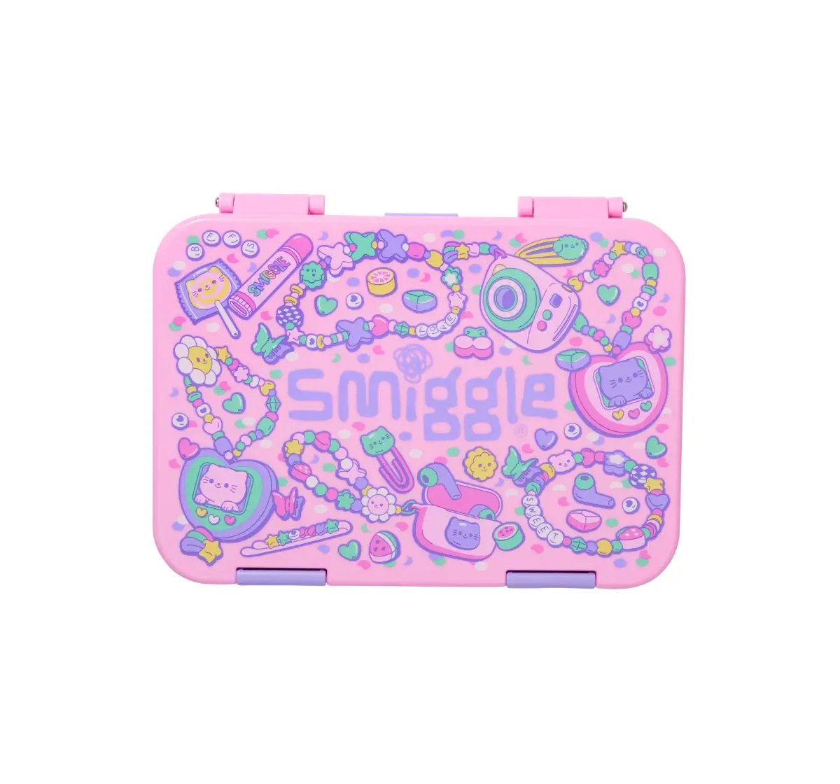 Smiggle Super Charge Collection Bento Lunch Box 3Y+, Pink, 21Cm