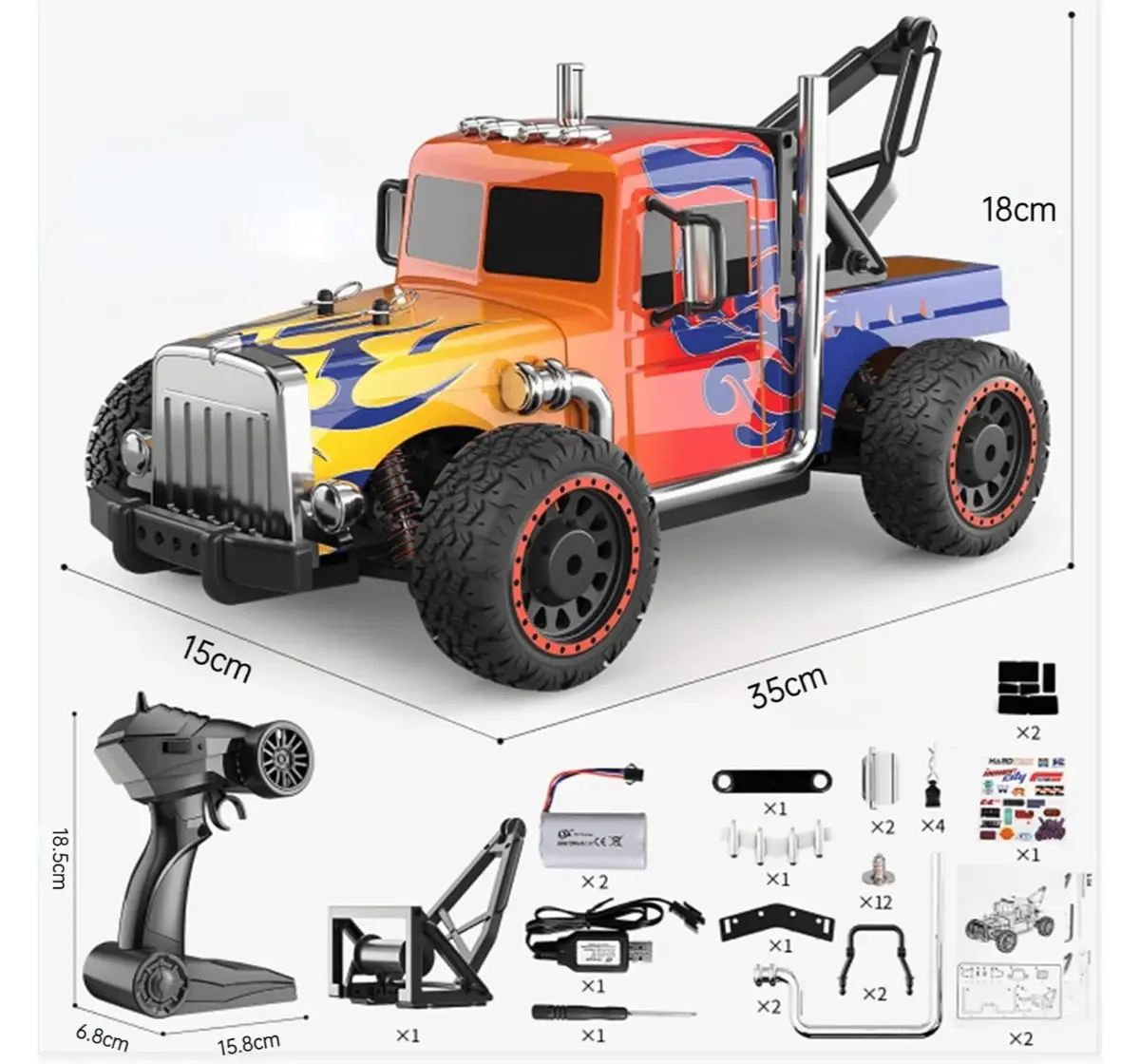 Electrobotic 1:16 RC 2.4GHZ High Speed Remote Control Monster Truck, Red, 5Y+