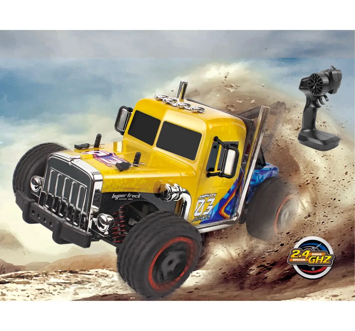 Electrobotic 1:16 RC 2.4GHZ High Speed Remote Control Monster Truck, Yellow, 5Y+