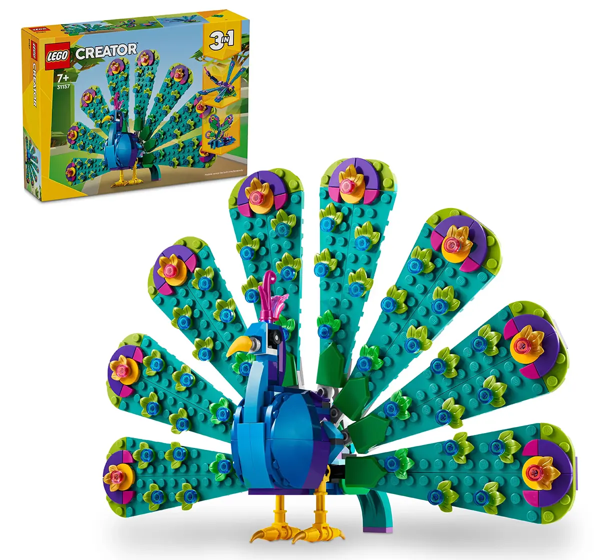 LEGO Creator Exotic Peacock 3in1 Toy Set 31157 (355 Pieces), 7Y+