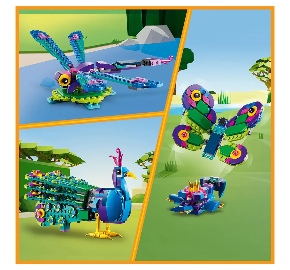 LEGO Creator Exotic Peacock 3in1 Toy Set 31157 (355 Pieces), 7Y+