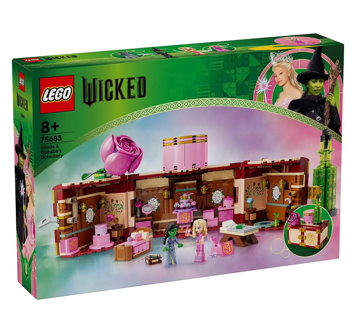 LEGO Wicked Glinda & Elphaba’s Dormitory Collectible Toy Model 75683 (740 Pieces), 8Y+
