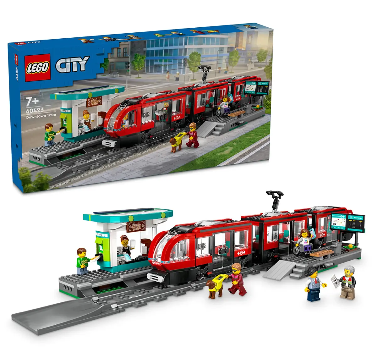 LEGO City Downtown Streetcar and Station Toy Set 60423 (811 Pieces), 7Y+