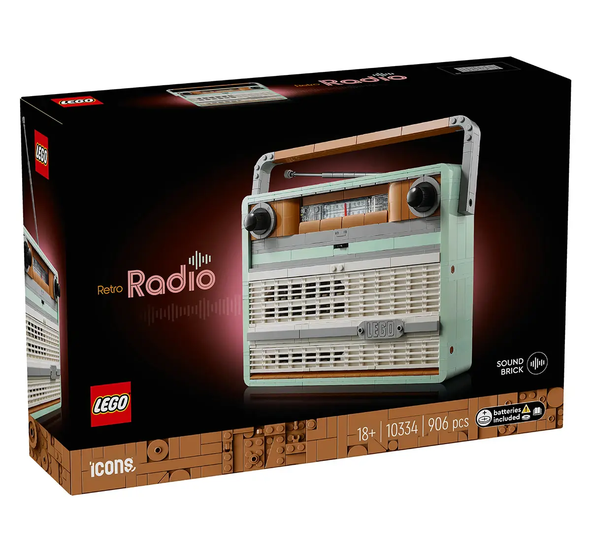 LEGO Icons Retro Radio Music Home Decor Building Set 10334 (906 Pieces), 18Y+