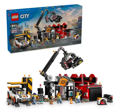 LEGO City Scrapyard With Cars, Salvage Worker Toy 60472 Building Blocks Toys for 7Y+