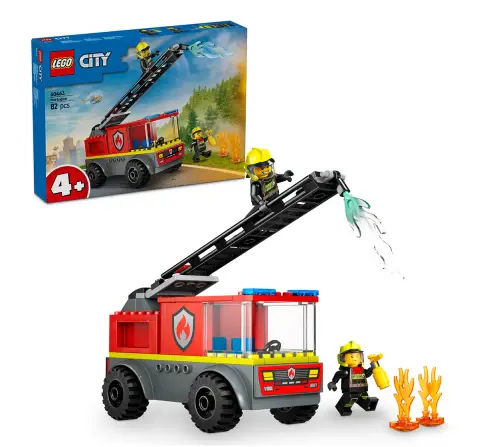 LEGO City Fire Ladder Truck, Firefighter Toy Vehicle Gift for Kids 60463 Building Blocks Toys for 4Y+