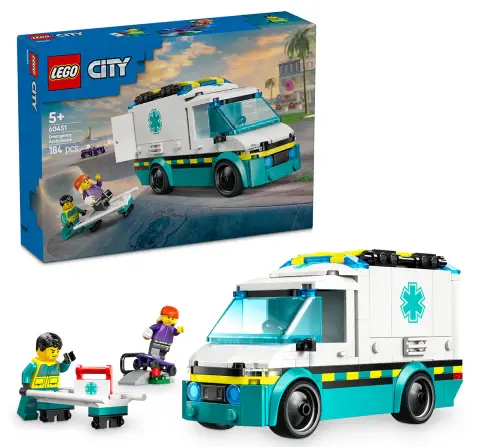 LEGO City Emergency Ambulance Toy Truck Building Set 60451 Building Blocks Toys for 5Y+