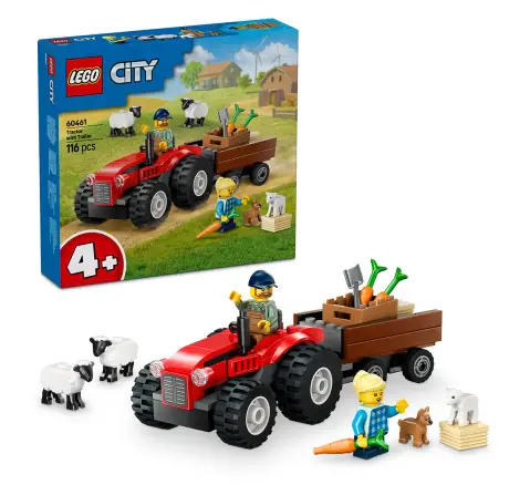 LEGO City Red Farm Tractor With Trailer & Sheep Toy Playset 60461 Building Blocks Toys for 4Y+
