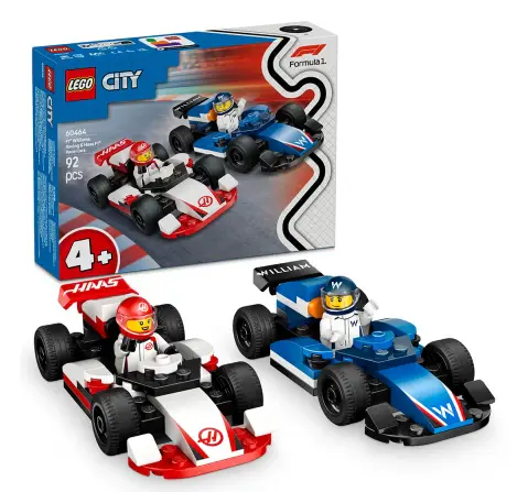 LEGO City F1 Williams Racing & Haas F1 Race Cars Vehicle Toy Set 60464 Building Blocks Toys for 4Y+
