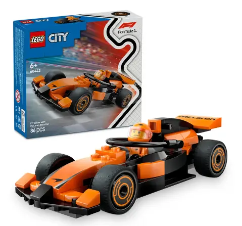 LEGO City F1 Driver with Mclaren Race Car Mini Vehicle Toy Playset 60442 Building Blocks Toys for 6Y+