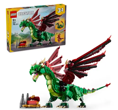 LEGO Creator 3 in 1 Medieval Dragon Creature Toy Playset 31161 Building Blocks Toys for 9Y+