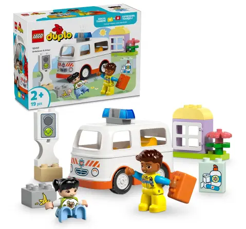 LEGO Duplo Ambulance & Driver for Pretend Play 10447 Building Blocks Toys for 2Y+
