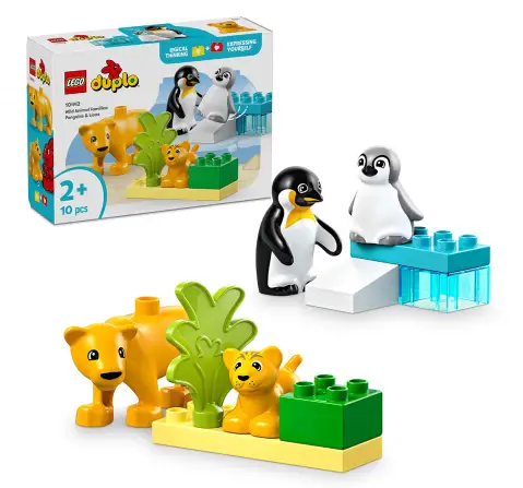 LEGO Duplo Town Wild Animal Families: Penguins & Lions Imagination Toy 10442 Building Blocks Toys for 2Y+