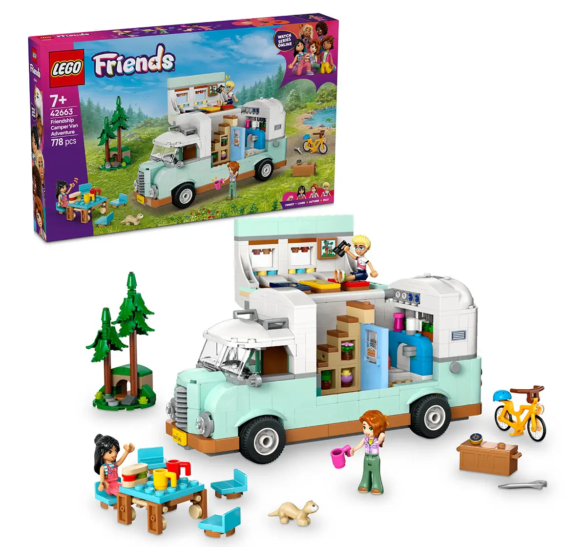LEGO Friends Friendship Camper Van Adventure Role-Play Building Set 42663 Building Blocks Toys for 7Y+