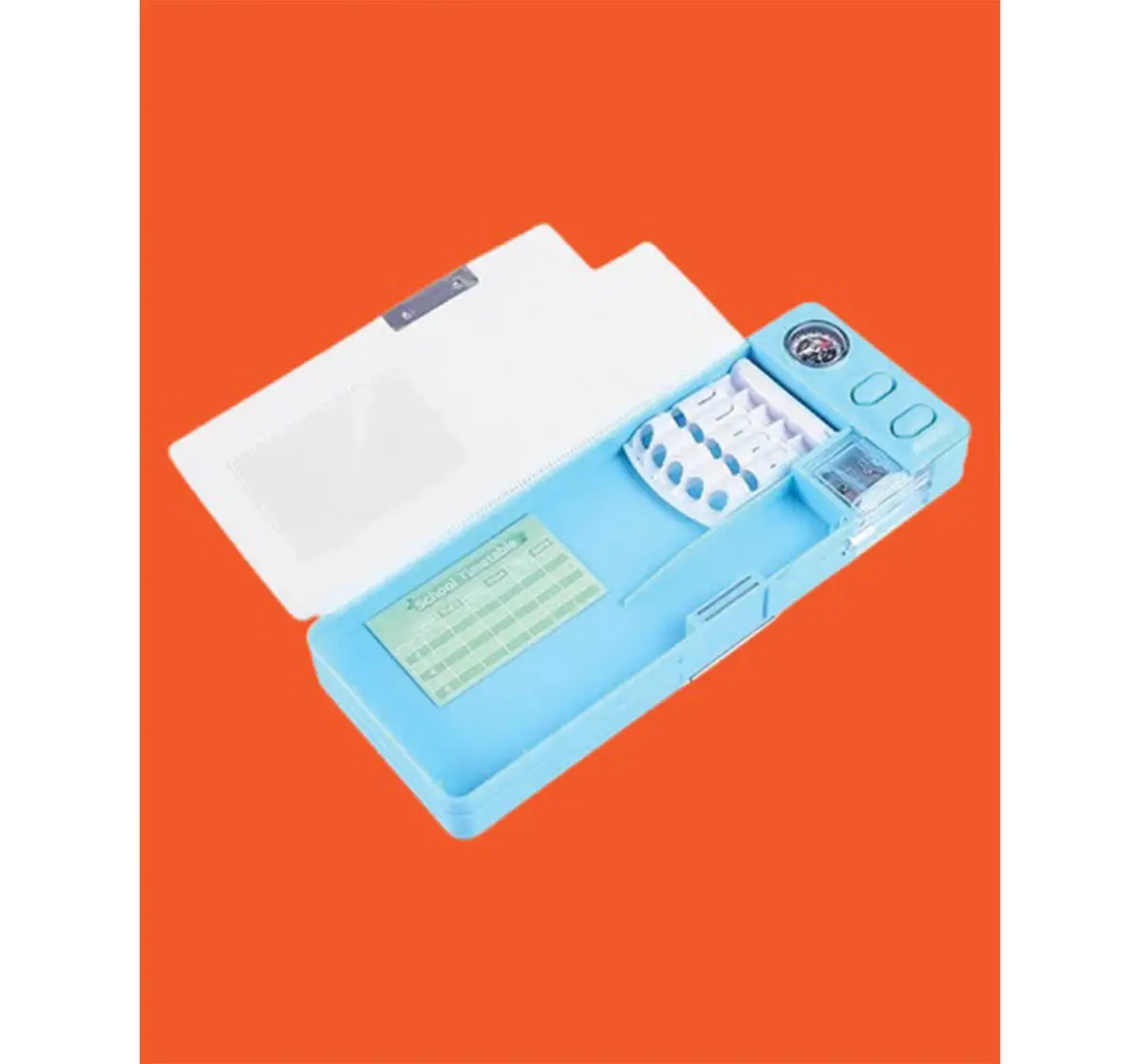 Striders Frozen Magnetic 2-Button Pencil Box with Built-in Compass, 4Y+