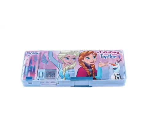 Striders Frozen Magnetic Pencil Box with Extra Storage 1 Button Lock, 4Y+