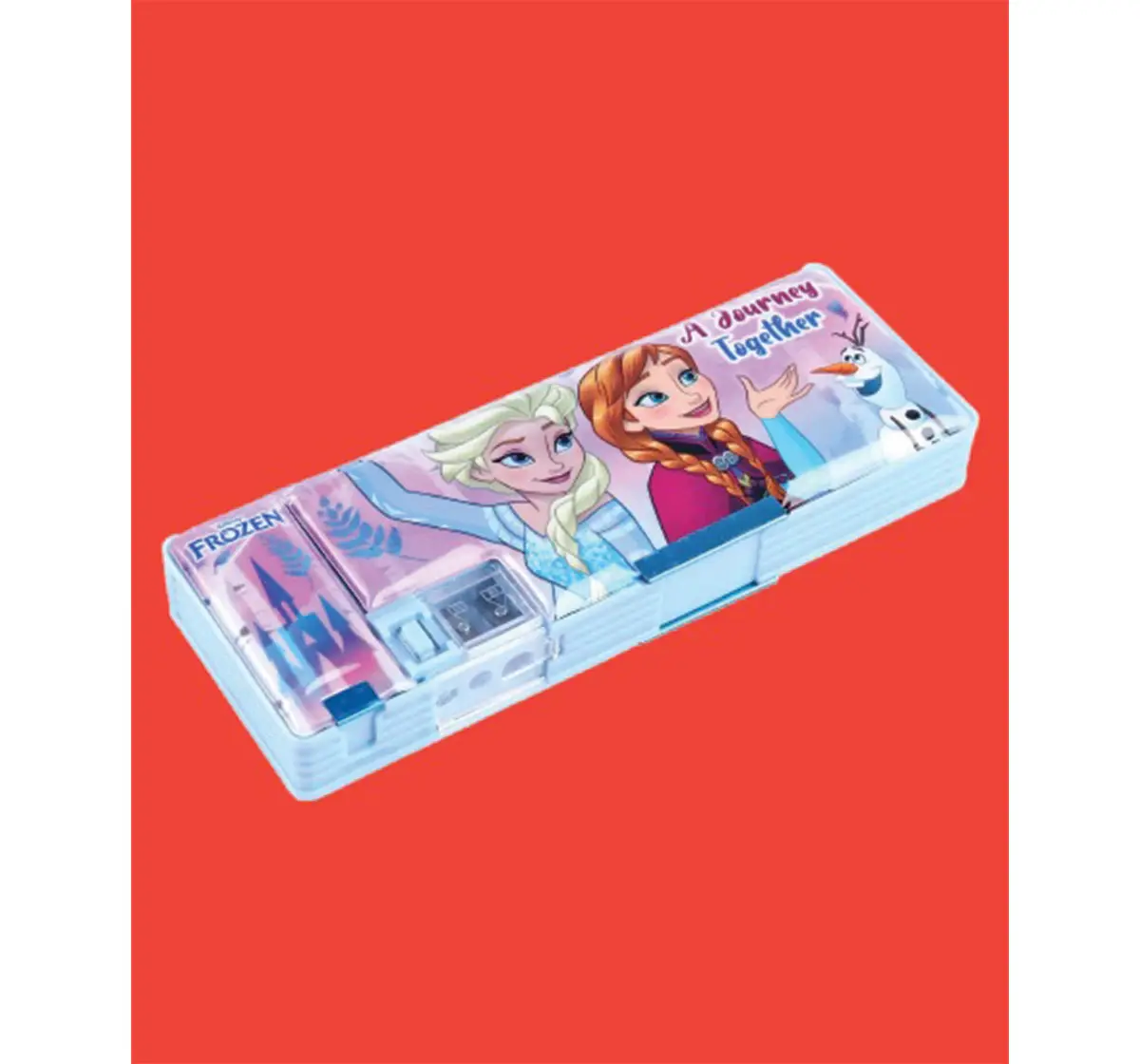 Striders Frozen Magnetic Pencil Box with Extra Storage 1 Button Lock, 4Y+