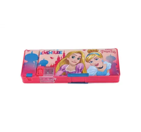 Striders Disney Princess Magnetic Pencil Box with Extra Storage 1 Button Closure, 4Y+
