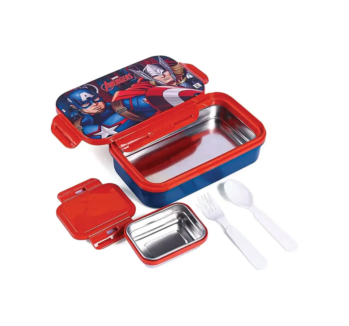 Striders Marvel Avengers Lunch Box Leakproof, Insulated, Single Compartment with Spoon, 4Y+