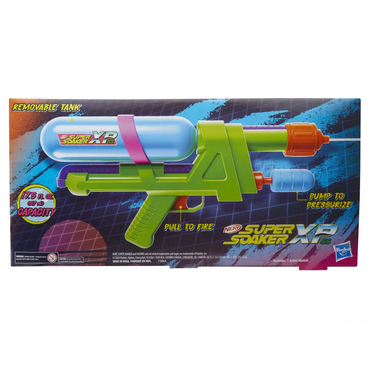 Nerf Super Soaker XP55 Water Blaster, Air Pressurized System, 17.5 Fluid Ounce Tank, Water Toys - Pichkari, Holi Festival, 6Y+