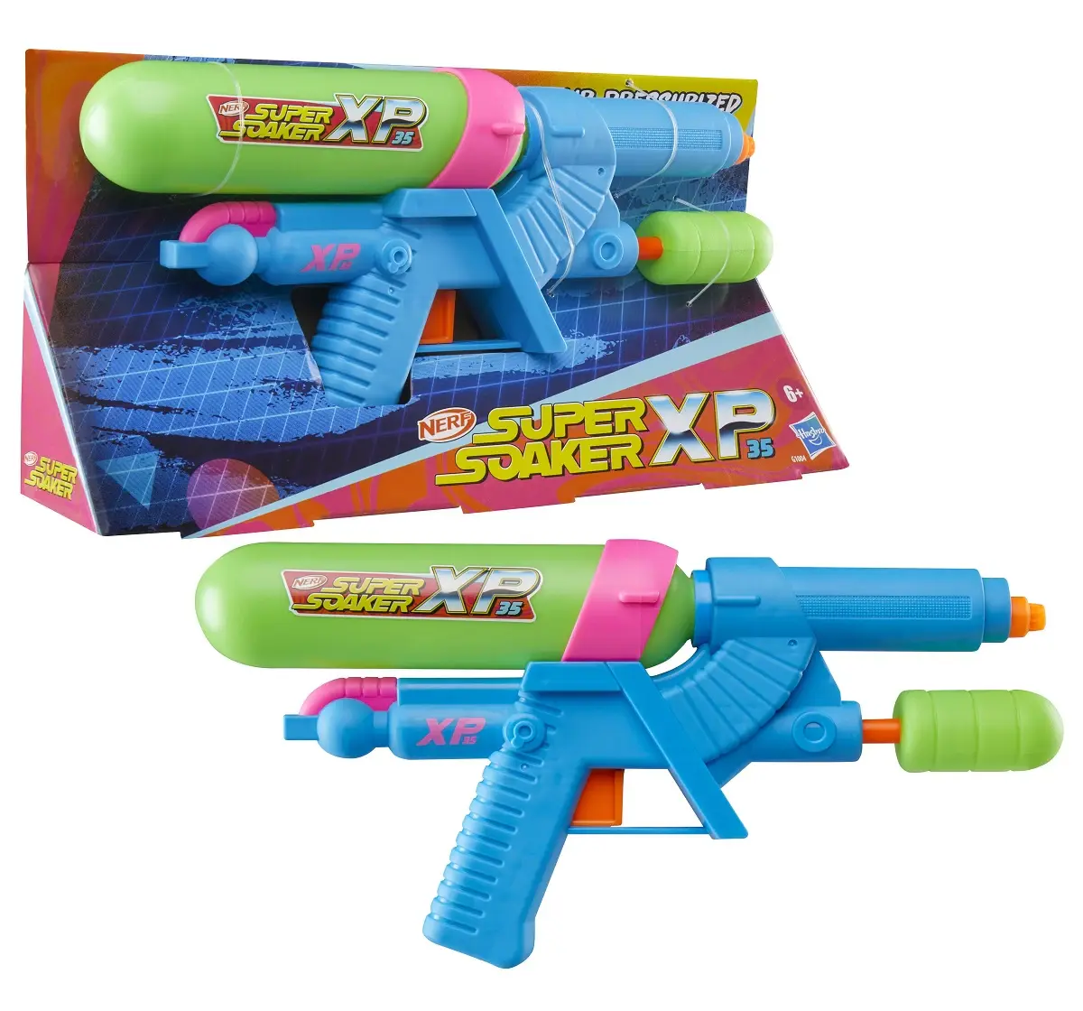 Nerf Super Soaker XP35 Water Blaster, Air Pressurized System, 9.5 Fluid Ounce Tank, Water Toys - Pichkari, Holi Festival, 6Y+