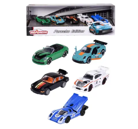 Majorette Porsche 5 Piece Gift Pack, Licensed Diecast Car Set, 3 Years+