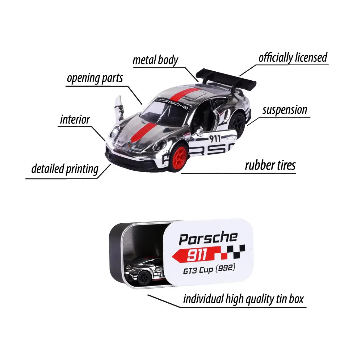 Majorette Porsche Deluxe Licensed Diecast Car, Assorted, 3 Years+