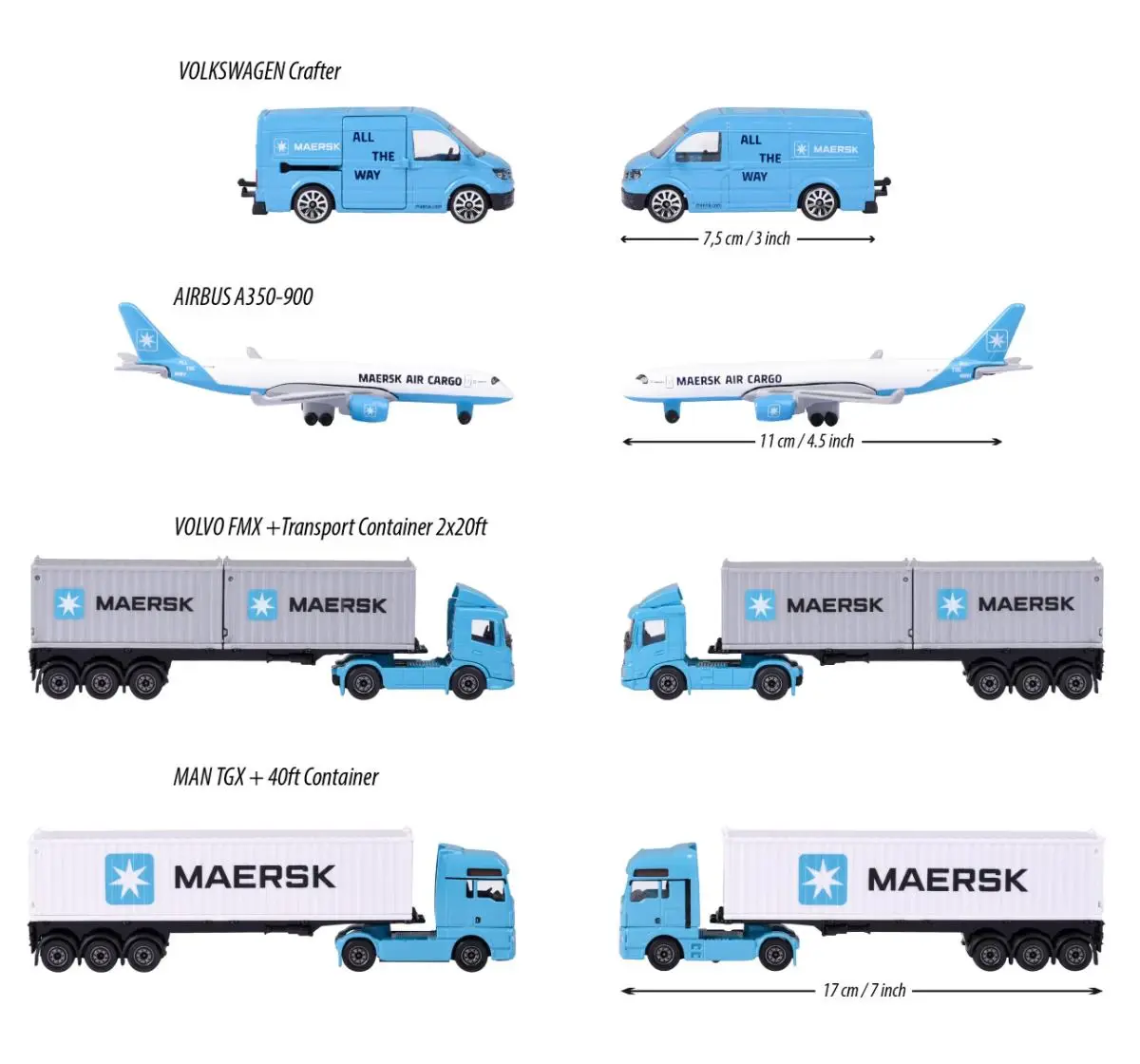 Majorette MAERSK Transport Vehicle Licensed Diecast Truck, Assorted, 3 Years+