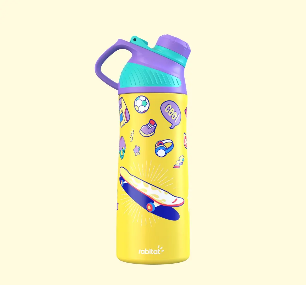 Rabitat Zylo Vacuum Insulated Stainless Steel Bottle 550 ml-Spunky, 6Y+