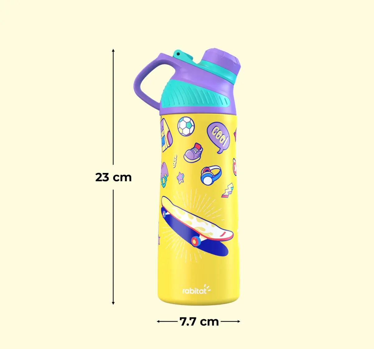 Rabitat Zylo Vacuum Insulated Stainless Steel Bottle 550 ml-Spunky, 6Y+