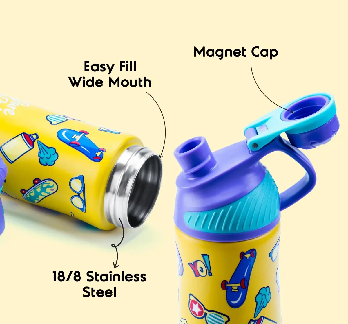 Rabitat Zylo Vacuum Insulated Stainless Steel Bottle 550 ml-Spunky, 6Y+