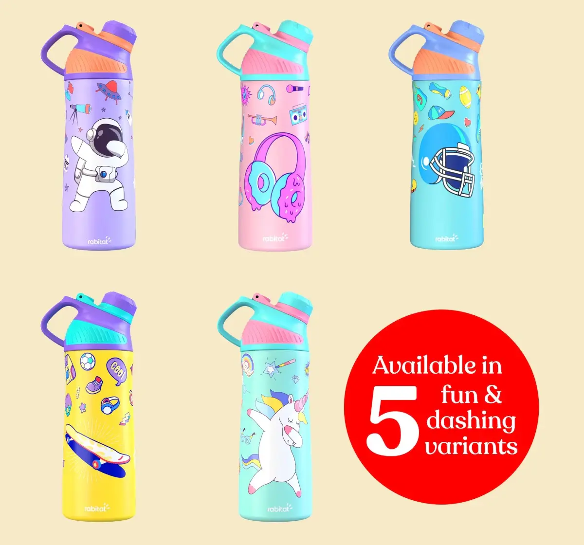 Rabitat Zylo Vacuum Insulated Stainless Steel Bottle 550 ml-Spunky, 6Y+