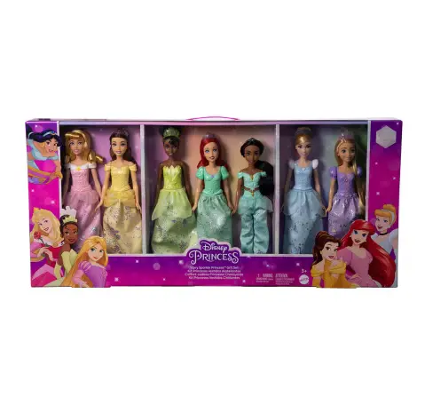 Disney Princess Story Sparkle Fashion Doll Princess Doll 7 Pack,3Y+,Multicolour