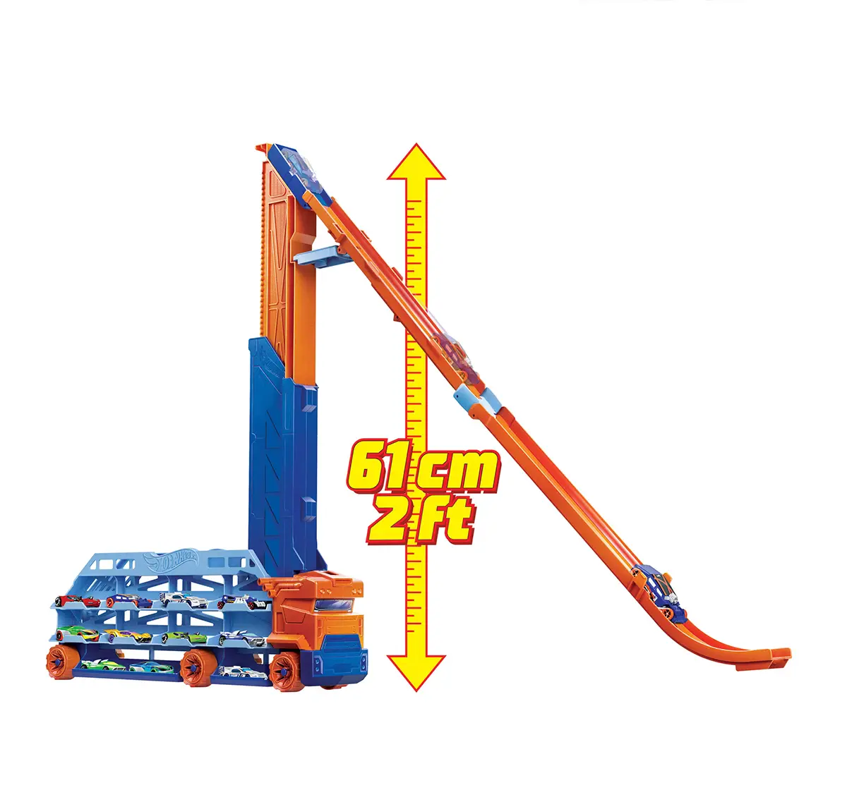 Hot Wheels Display Hauler 4Y+, City Transporter - with extendable downhill ramp, loading area for 20 vehicles and special wheels, Multicolour