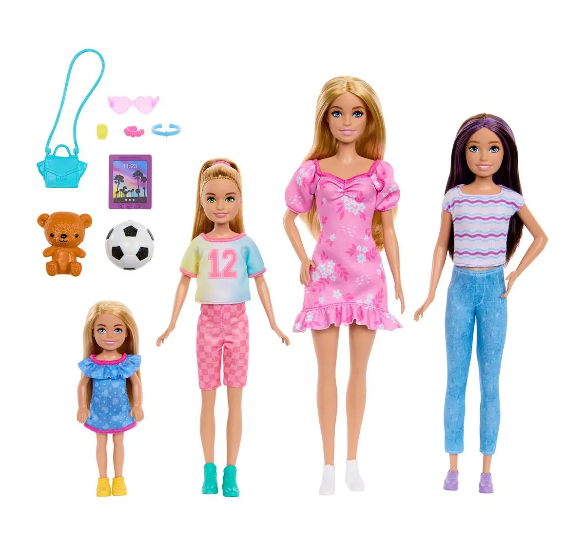 Barbie Sisters 4 Pack Customized Dolls, Multicolour, 3Y+
